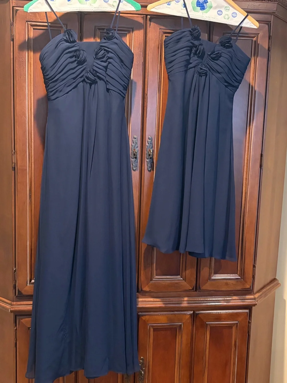 Bari Jay Navy Blue Chiffon Maxi Dresses (set of 2 for Jr. Bridesmaids)